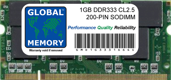 1GB DDR 333MHz PC2700 200-PIN SODIMM MEMORY RAM FOR IBOOK G4 (MID 2005) & ALUMINIUM POWERBOOK G4 (EARLY/LATE 2004 - EARLY 2005, DOUBLE LAYER SD DDR Version)